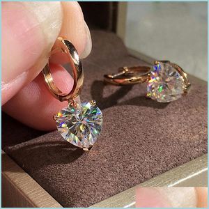 Charm charmant 18k rose goud hoepel oorbellen hartvorm cz crystal diamant dangle sieraden cadeau 1831 q2 drop levering 2021 dhselle dhvrl