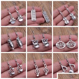 Charm Charm Musical Jewelry oorbellen Opmerking Microfoon Drum Guitar Viool Vormige Dange Druppel For Girls Women Delivery 2022 DHWQX