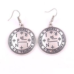 Charme Charme Sier ou couleur or Archange Thavael Talisman Sceau de boucle d'oreille angélique Vertu et grâce Bijoux Service d'assurance commerciale Dro Dh8Ty