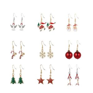 Charm Christmas Crystal Earrings set stijl Stud Snowflake Tree Elk Bell Star Drop Dange oorbel voor meisjes vrouwen levering sieraden DH0UF