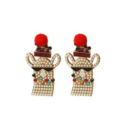 Charme Noël Boucles D'oreilles Creative Drôle Alliage Diamant Dessin Animé Alpaga Vacances Chapeau Transfrontalier Oreille Bijoux Drop Delivery Dhgarden Dhpx1