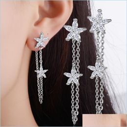 Charm Clear Crystal Star Flower Glands Boucle d'oreille pour femmes Mode Sier Bijoux Brincos Bijoux 3782 Q2 Drop Delivery 2022 Dhke8