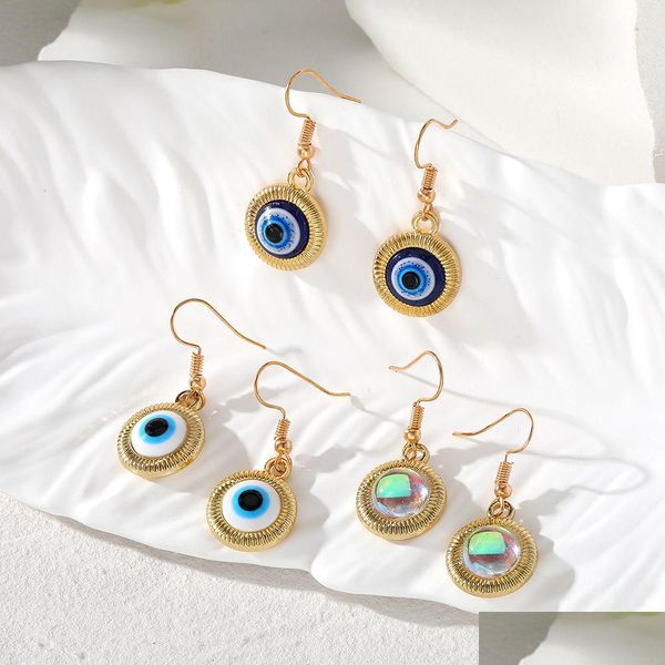 Charme clair turc bleu mauvais œil charmes boucles d'oreilles pour les femmes nouveau pendentif porte-bonheur à la mode oreille bijoux livraison directe Dh5Rb