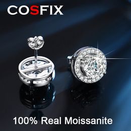 Charm Cosfix 2CT gecertificeerde stud oorbellen voor vrouwen platina plateren sterling zilveren diamanten oor noppen bruiloft fijne sieraden 230817