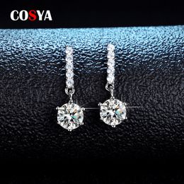 Charm cosya real 1 karaat drop oorbellen voor vrouwen 100% 925 sterling zilveren diamant feestje fijne sieraden geschenken 221119