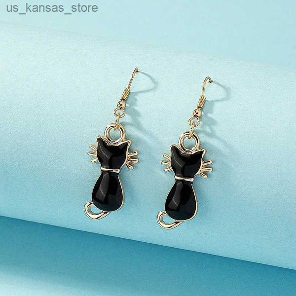 Charme créative chats noirs Back Shadow Pendants Boucles d'oreilles pour femmes Température punk Bijoutte mignon et amusant Cadeaux d'amis de Noël 240408