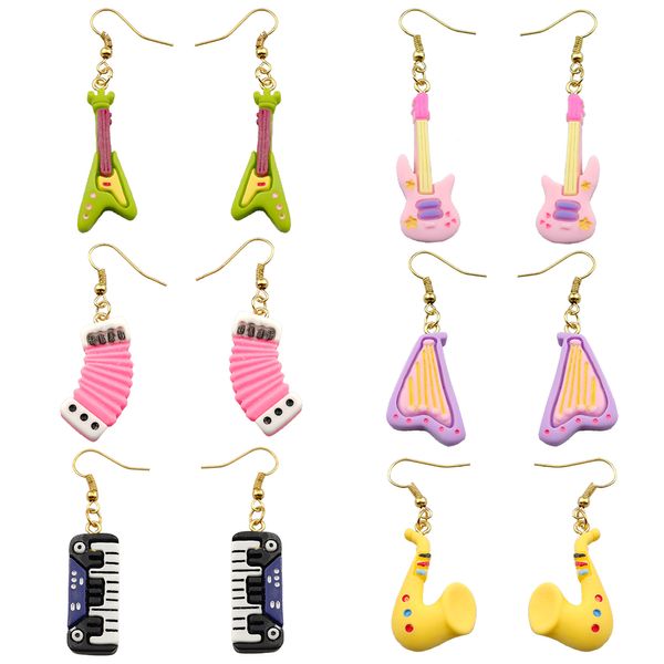 Charme créatif boucle d'oreille pour les femmes résine Instrument de musique boucles d'oreilles enfants bijoux faits à la main bricolage cadeaux livraison Smtir