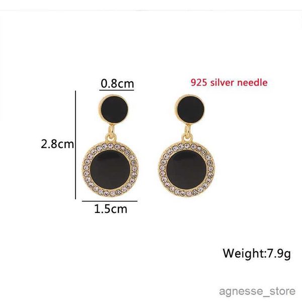 Charme cristal noir rond boucles d'oreilles pour femmes Double couches huile boucles d'oreilles bohème élégant bijoux de mariage boucles d'oreilles suspendues R231204