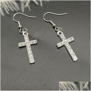 Charm Crystal Cross Drop Oorbellen Voor Mannen Vrouwen Nieuwe Trendy Mode Oor Sieraden Pendientes Mujer Moda Groothandel Dropshippig D Dhgarden Otaz0