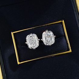 Charme coussin 3Ct Moisanite Diamond Stud Orear Bringe 100% réel 925 Boucles d'oreilles en argent sterling pour femmes bijoux de fête WSDOH