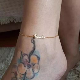 Nombre de la costumbre de encanto Pulsera de tobillera Letra hecha a mano Alphabet Anklets para mujeres Joyas de playa bohemia Regalos de San Valentín 240508