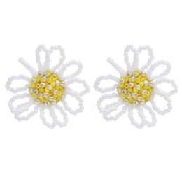 Charme mignon fait à la main avec des perles de résine petites boucles d'oreilles en forme de marguerite pour femmes et filles bijoux de vacances d'été livraison directe Dha3Q