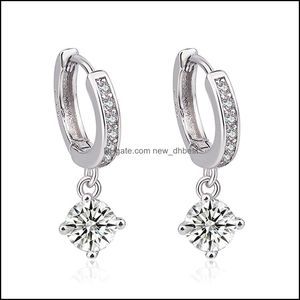 Charm Delicate Drop Earrings 2 Carat Round Moissanite Diamond Four Claw Solitaire Compromiso de boda Calidad de lujo Entrega de joyería 2 Dh65Q