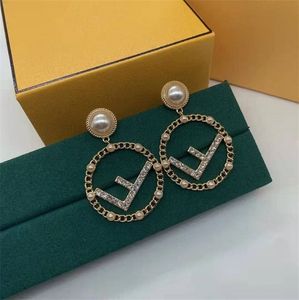 Boucle d'oreille à breloques pour femme, bijou Design, ornement, lettre ronde, perle, en laiton, haute version, argent 925, aiguille