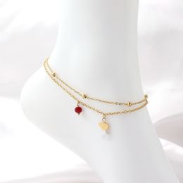 Tobillera con dijes, tobillera dorada y plateada de diseñador para mujer, Europa, América, moda, tobillera con forma de corazón de alta calidad para novia, fiesta de Navidad, regalo del día de San Valentín