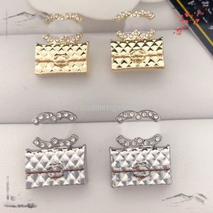 Charm Designer Pendientes Stud Lujo Mujer Moda 18k Chapado en oro 925 Incrustación de plata Crystal Rhinestone Pendiente Eardrop Mujer Joyería de boda Regalos de Navidad