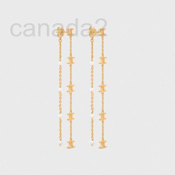 Charm designer style français cel haut de gamme Arc de Triomphe glands début du printemps boucles d'oreilles en perles avant et arrière longues petites boucles d'oreilles parfumées pour femmes CJ54