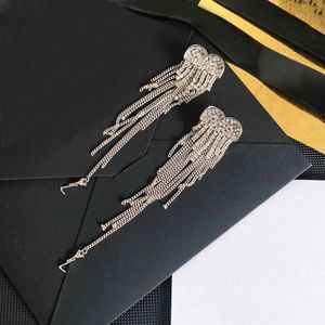 Charm Diamond Tassels Stud Earrings Designer sieraden mode zilveren oorbel voor dame dames party studs hoepels bruiloftsbetrokkenheid voor bruid