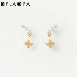 Charme DPLAOPA 925 Sterling Silver Certified Gold Line Drop Earring Femmes Bijoux De Luxe Livraison Gratuite Petites Boucles D'oreilles En Argent Z0323