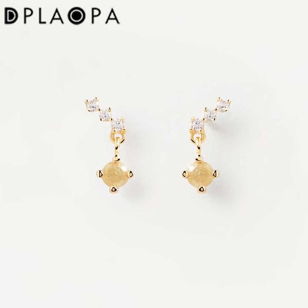 Encanto DPLAOPA 925 plata esterlina certificado oro línea gota pendiente mujer joyería de lujo envío gratis pequeños pendientes de plata Z0323