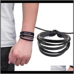 Charme livraison directe 2021 Vintage rétro Punk fait à la main bijoux de mode multicouche en cuir tressé corde bracelet hommes Bracelets Bracelets pour Ma