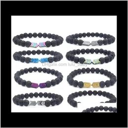 Charm Drop Delivery 2021 Vulkanische Lava Stone Essentiële olie Diffuser armbanden Bangle Helende Balans Yoga Magneet Pijlpijl Braads Bracelet sieraden