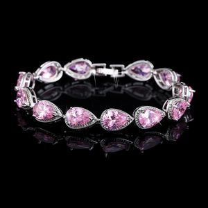 Charm Drop Diamond Tennis Designer Armband Vrouw Roze Zirkonia Koper Kristal Zilver Armbanden Dames Verloving Bruiloft voor Bruids Luxe Sieraden