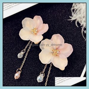 Charm Drop Pendientes Para Mujer Joyería Dulce Acrílico Shell Borla Temperamento Helado Pétalo Cristal Flor Colgante Largo Delive Yydhhome Dhd8S