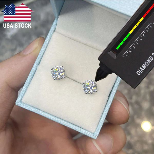 Charm dropshipping USA Warehouse 3 mm10 mm 18k Gold chapado en 925 STERLING VVS MOISSANITE Diamante Mujeres Pendientes de tachuelas Mossanite Men