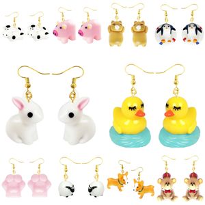 Charm Earring voor vrouwen Hars Drop Custom Made Handgemaakte Leuke Meisjes Gift Eardrop Fun Cat Paw Cartoon 3D Animal Rabbit Duck Dangle Ear Smtvd