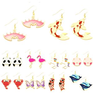 Boucles d'oreilles de charme pour les femmes Mode Drop Colorf Simple Cool Mignon Bijoux Filles Cadeau Carpe Flamingo Chat Papillon Chauve-Souris Panda Dangle Livrer Smtvn