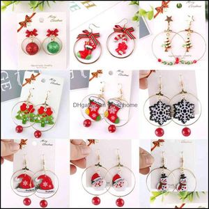 Boucles d'oreilles à breloques série de bijoux pendentif européen et coréen flocon de neige chapeau arbre de noël cadeau oreille crochet livraison directe 2021 Matvb