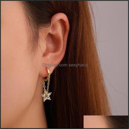 Boucles d'oreilles à breloques bijoux gland chaîne diamant fleur femmes fête cadeau cuivre boucle d'oreille costume d'affaires européen pendentif boucle d'oreille en or accessoires