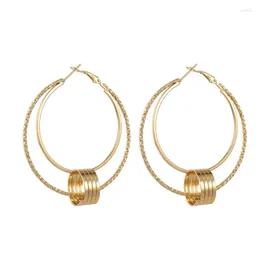 Boucles d'oreilles à breloques en or Rose pour femmes, cercles géométriques, créoles minimalistes en métal, bijoux à la mode, vente en gros