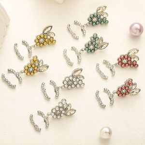 Charm Oorbellen met Stempel Boutique Diamond Crystal Herfst Mode Hoge Kwaliteit Stud Ontwerp voor Vrouwen Liefde Cadeau Oorbellen Sier Sieraden
