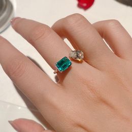 Charm Emerald Dimaond Promise Ring 925 Sterling Silver Engagement Wedding Band Rings For Women Bridal Jewelry Gift Icboo
