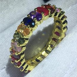 Bague de promesse d'éternité en argent Sterling 925, ovale multicolore 5A Cz, bague de mariage en pierre pour femmes, bijoux de doigt