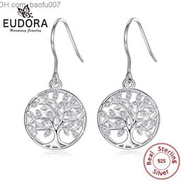 Charm Eudora 100% 925 Sterling Silver Life Tree Drop Boucles d'oreilles avec AAA Zircon Boucles d'oreilles de mode pour femmes Bijoux pour filles Cadeau CYE092 Z230713