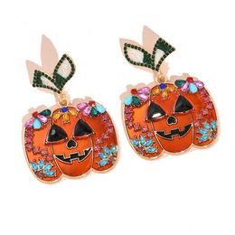 Charme Européen Et Américain Transfrontalier Nouveau Halloween Citrouille Drôle Boucles D'oreilles Tendance De La Mode Créativité Goutte À Goutte D'huile Rétro Persona Dhgarden Dh6Kn