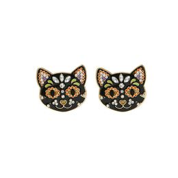 Charm European en American Crosborder Nieuwe Creative Black Cat Mticolor Diamond Halloween Ghost Festival Druppel Oil Lever Dhgarden Dhbszz