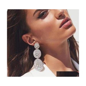 Charme Européen MTI Couche Ronde Goutte Charme Boucles D'oreilles Femmes Brillant Strass Géométrique Dangle Bijoux Cadeaux 20211229 T2 Livraison Dhjsf