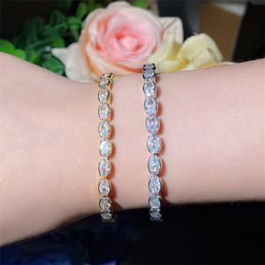 Charm Fashion AAA Cubic Zirconia Bracelet de tennis pour femme Or 18 carats Bracelets en argent Bracelet en cuivre Bijoux de créateur de luxe pour femmes Party Friend Teenagers Gift