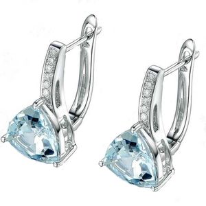 Charm mode charm blauw stenen hartvorm zilveren kleur stoppen oorbellen voor vrouwen meisje elegant aaa zircon sieraden cadeau g230307