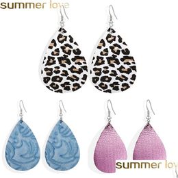 Charm Fashion Leather Waterdrop Boucles d'oreilles Colorf Leopard Teardrop Ovale Imprimer Mticolors Dangle Boucle D'oreille Pour Les Femmes Élégant Drop Delivery Dheta