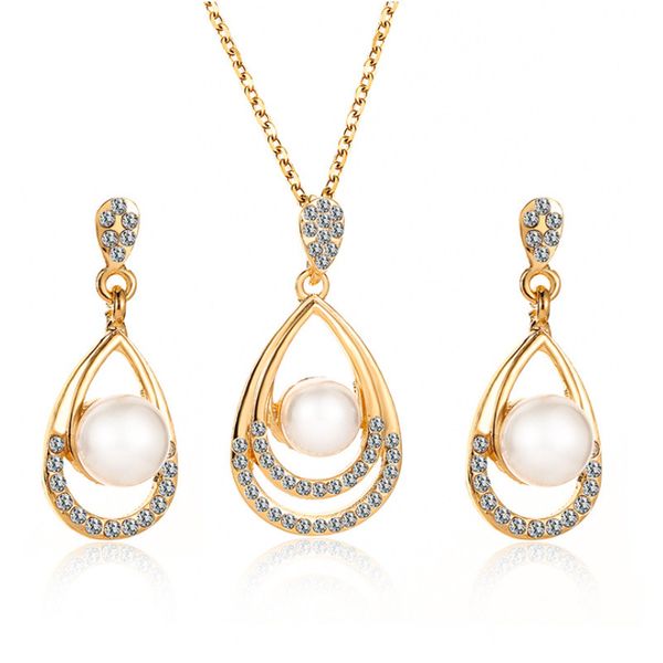 Breloque mode perle pendentif gouttelette collier boucles d'oreilles personnalité élégant ensemble de bijoux de mariée femmes