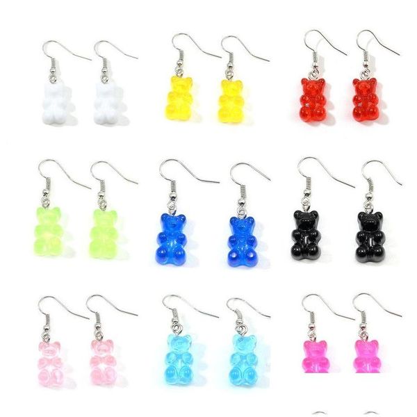 Charme Mode Simple Mignon Colorf Acrylique Animal Ours Dangle Boucles D'oreilles Pour Filles Femmes Enfants Cadeau D'anniversaire Belle Bijoux Drop Delivery