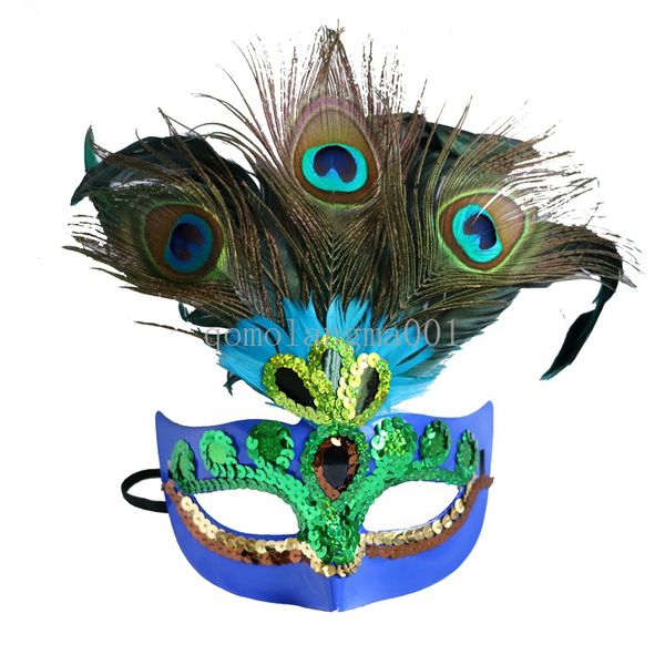 Máscaras de plumas encantadoras para fiesta de Halloween, suministros para actuación en escenario, accesorios de mascarada, máscaras de media cara con lentejuelas brillantes para mujer