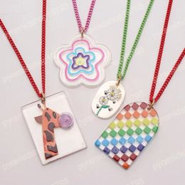 Collier à pendentifs géométriques en forme de girafe, fleur, chaîne en alliage coloré pour enfants/filles/enfants