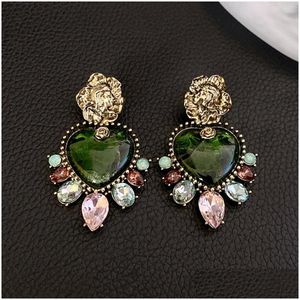 Charme Fleur Glacé Coeur Goutte Boucle D'oreille Pour Femmes Rétro Mode Incrusté Boucles D'oreilles Tempérament Déclaration Bijoux Cadeau 231208 Deli Dhka7