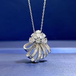 Charm Flower Lab Diamond hanger 100% reëel 925 Sterling Silver Party Wedding Pendants ketting voor dameshokjuwelen
